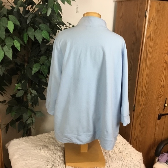 Sport Savvy 3X powder blue floral 3/4 sleeve zip up kangaroo style pocke… - Picture 7 of 14